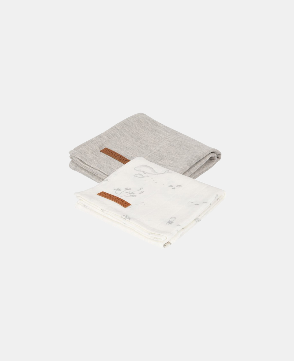 LD-TE50320693.jpg Set două museline din bumbac Ocean White & Pure Grey Little Dutch - imagine 1
