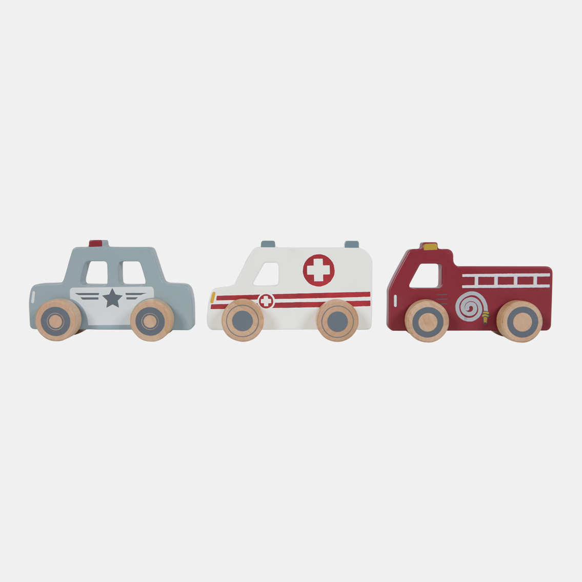 LD4388-Emergency-Services-Vehicles-2.png Mașinuțe de intervenție din lemn Little Dutch - imagine 1