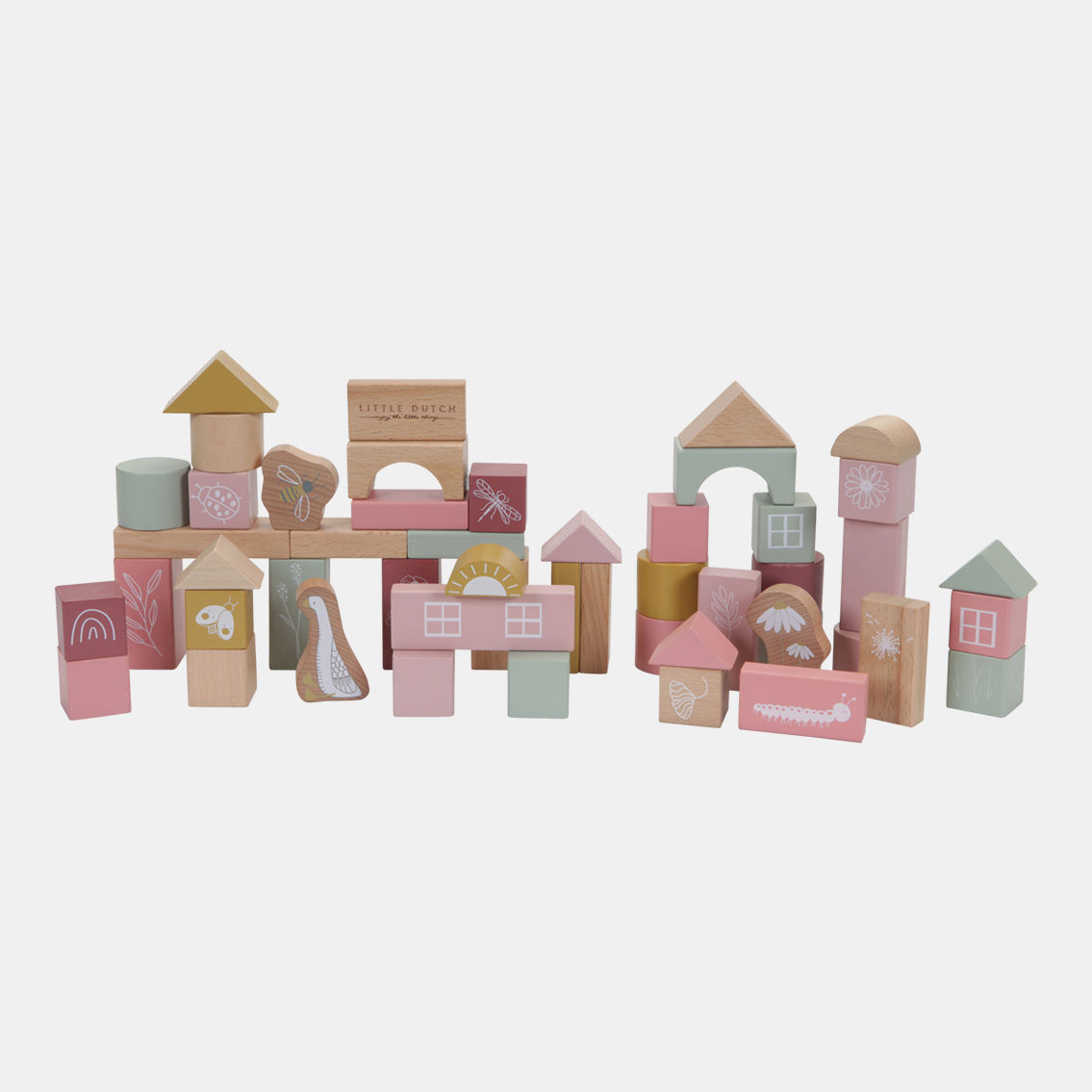 LD7018-Building-Blocks-Pink-1.png Set de blocuri de construcție din lemn colecția Wild Flowers Little Dutch - imagine 1
