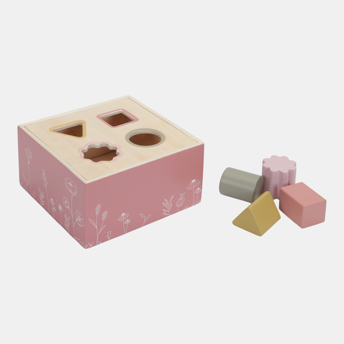 LD7022-Shape-Sorter-Pink-Product-1.png Jucărie din lemn sortator colecția Wild Flowers Little Dutch - imagine 1