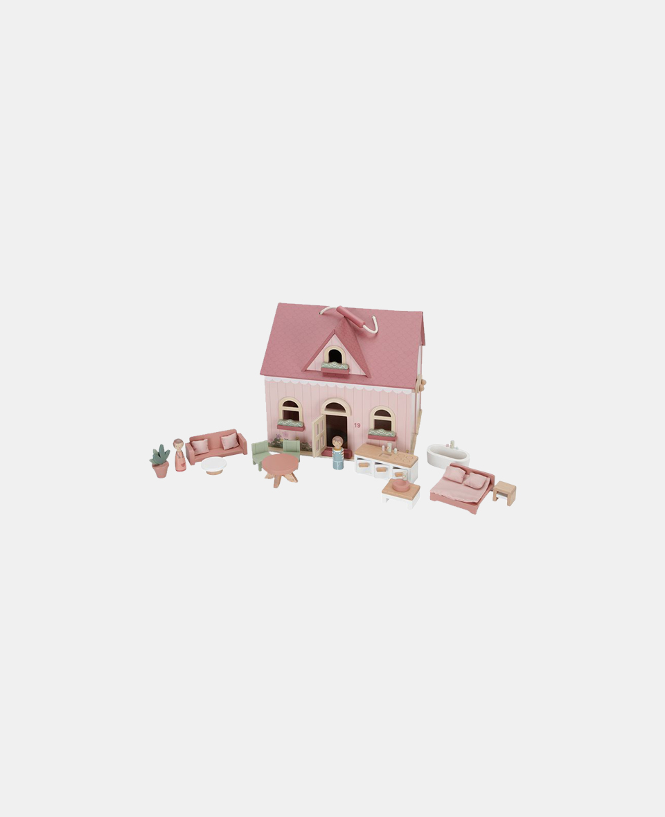 LD7116.jpg Căsuță de păpuși portabilă din lemn FSC cu mobilier - Little Dutch - imagine 1