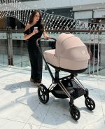 Carucior 2 in 1 Cadru Carucior pentru Copii Priam Chrome Black + Landou PRIAM Lux Leaf Green + Parte Sport Carucior Priam Leaf Green Cybex Platinum - imagine 3