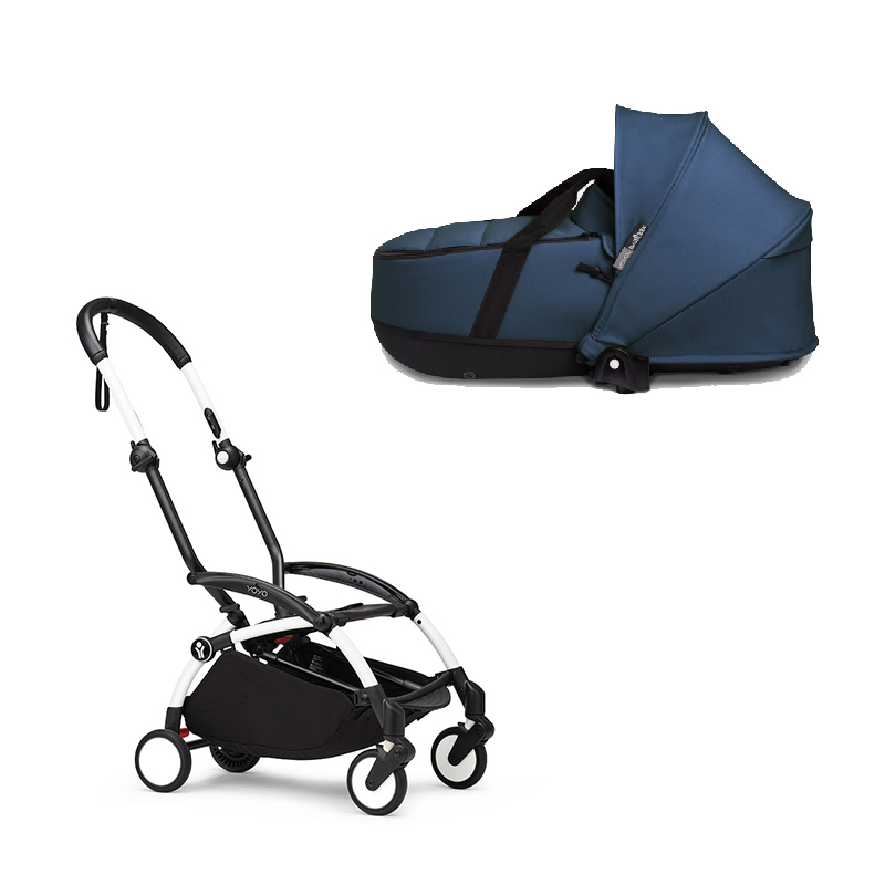 WF-landou-navy-blue.jpg Stokke YOYO3 cadru alb și landou pentru căruciorul Babyzen YOYO² Navy Blue - imagine 1