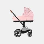 Carucior Nou Nascut Priam: Landou Priam Lux pentru căruciorul Priam Fashion Collections Pale Blush + Cadru Carucior pentru Copii Priam Chrome Black Cybex Platinum