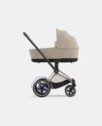 Carucior Nou Nascut Electric E-Priam: Cadru Cărucior pentru Copii e-Priam Chrome Brown + Landou PRIAM Lux Cozy Beige Cybex Platinum