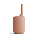 Pahar cu pai din silicon Ellis Dark rose/terracotta mix - Liewood