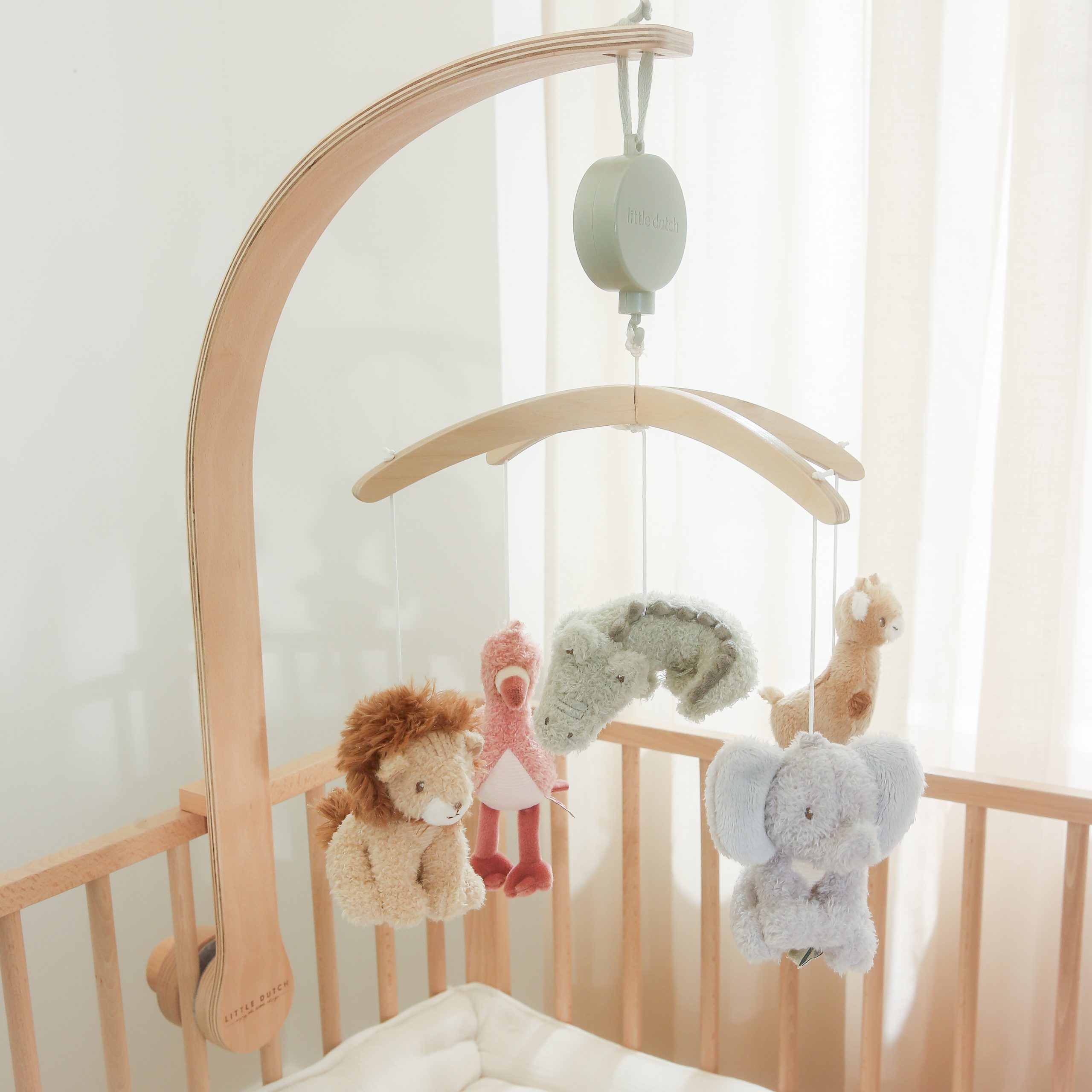 wooden-music-mobile-LD8300-1 Carusel muzical din lemn Safari Friends - Little Dutch - imagine 1