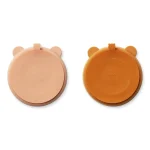 Set 2 farfurii compartimentate cu ventuză Stacy – Mustard / Tuscany Rose- Liewood - imagine 6