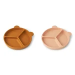 Set 2 farfurii compartimentate cu ventuză Stacy – Mustard / Tuscany Rose- Liewood - imagine 3