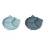 Set 2 farfurii compartimentate cu ventuză Stacy – Sea Blue / Whale Blue- Liewood - imagine 4