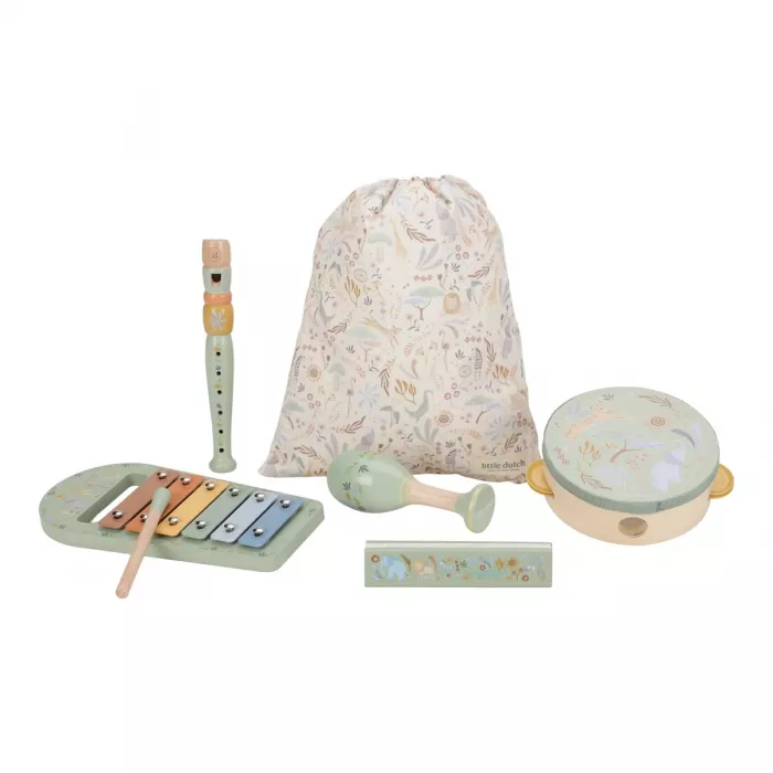 music-set-green-safari-friends-ld7473-product-1 - Medium-700x700 Set de instrumente muzicale din lemn FSC - Green - Safari Friends - Little Dutch - imagine 1
