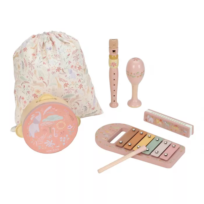 music-set-pink-safari-friends-ld7474-product-2 - Medium-700x700 Set de instrumente muzicale din lemn FSC - Pink - Safari Friends - Little Dutch - imagine 1
