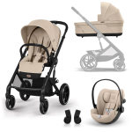 Carucior Balios S Lux 3 in 1 BLK Almond Beige cu landou S Lux, scoica Cloud G3 Comfort si adaptori