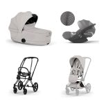 Carucior 3 in 1 Cadru Cărucior pentru copii PRIAM Style Matt Black + Landou pliabil PRIAM Style Landou pliabil City Grey + Parte Sport Cărucior PRIAM / ePRIAM Style City Grey + Scoică Auto pentru Copii Cloud T i-Size Plus Mirage Grey Cybex Platinum