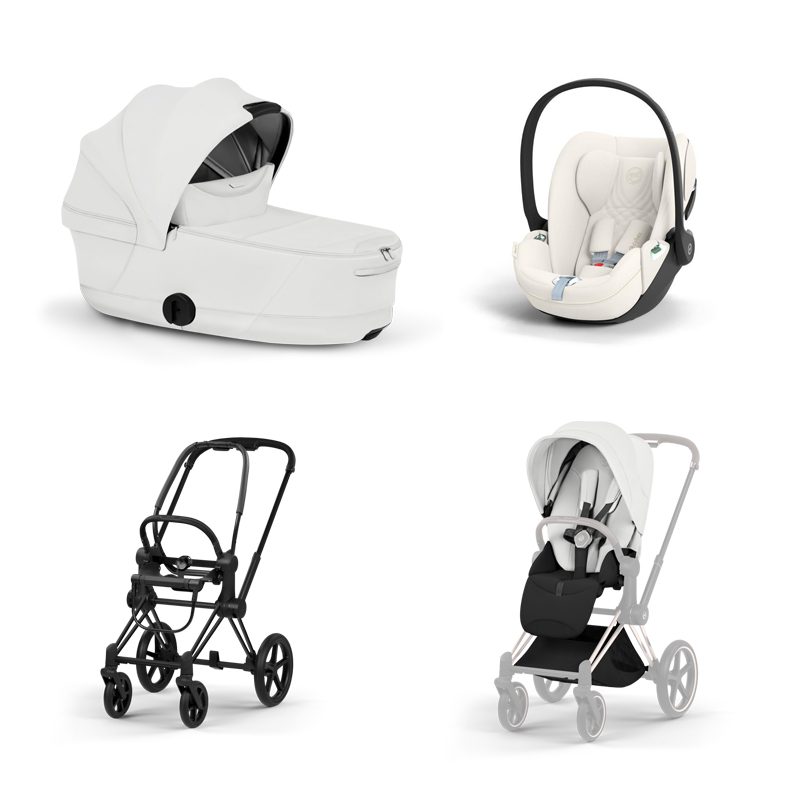 4063846550418-4063846551590-4063846551224-4063846554423 Carucior 3 in 1 Cadru Cărucior pentru copii PRIAM Style Matt Black + Landou pliabil PRIAM Style Landou pliabil Off White + Parte Sport Cărucior PRIAM / ePRIAM Style Off White + Scoică Auto pentru Copii Cloud T i-Size Plus Off White Cybex Platinum - imagine 1