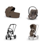 Carucior 3 in 1 Cadru Cărucior pentru copii PRIAM Style Matt Black + Landou pliabil PRIAM Style Landou pliabil Coconut Brown + Parte Sport Cărucior PRIAM / ePRIAM Style Coconut Brown + Scoică Auto pentru Copii Cloud T i-Size Plus Coconut Brown Cybex Platinum