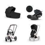 Carucior 3 in 1 Cadru Cărucior pentru copii PRIAM Style Rosegold + Landou pliabil PRIAM Style Landou pliabil Sepia Black + Parte Sport Cărucior PRIAM / ePRIAM Style Sepia Black + Scoică Auto pentru Copii Cloud T i-Size Plus Sephia Black Cybex Platinum