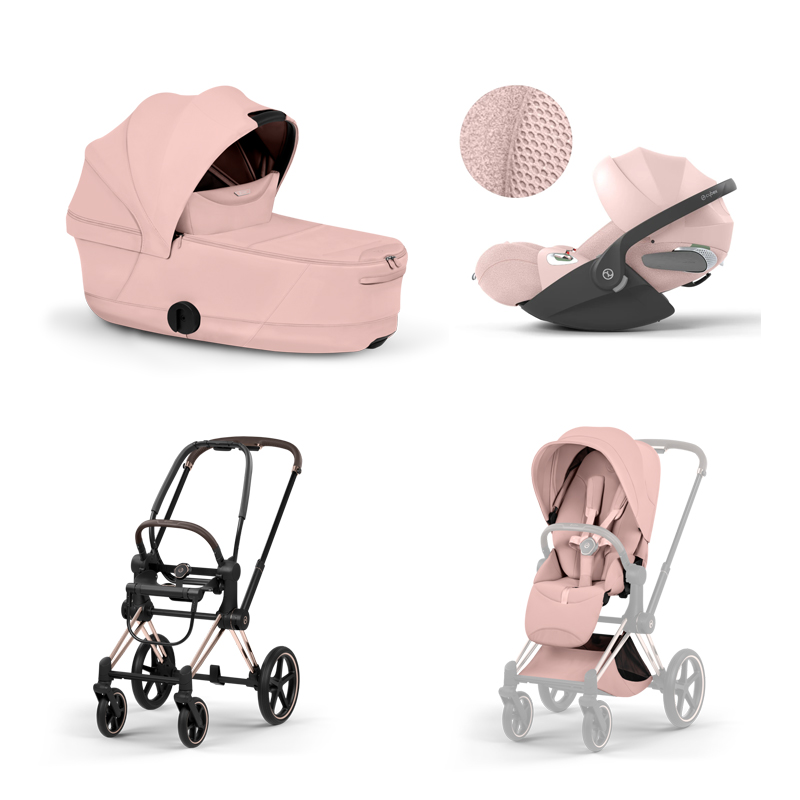 4063846550470-4063846551644-4063846551286-4063846402991 Carucior 3 in 1 Cadru Cărucior pentru copii PRIAM Style Rosegold + Landou pliabil PRIAM Style Landou pliabil Peach Pink + Parte Sport Cărucior PRIAM / ePRIAM Style Peach Pink + Scoică Auto pentru Copii Cloud T i-Size Plus Peach Pink Cybex Platinum - imagine 1