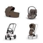 Carucior 3 in 1 Cadru Cărucior pentru copii PRIAM Style Rosegold + Landou pliabil PRIAM Style Landou pliabil Coconut Brown + Parte Sport Cărucior PRIAM / ePRIAM Style Coconut Brown + Scoică Auto pentru Copii Cloud T i-Size Plus Coconut Brown Cybex Platinum