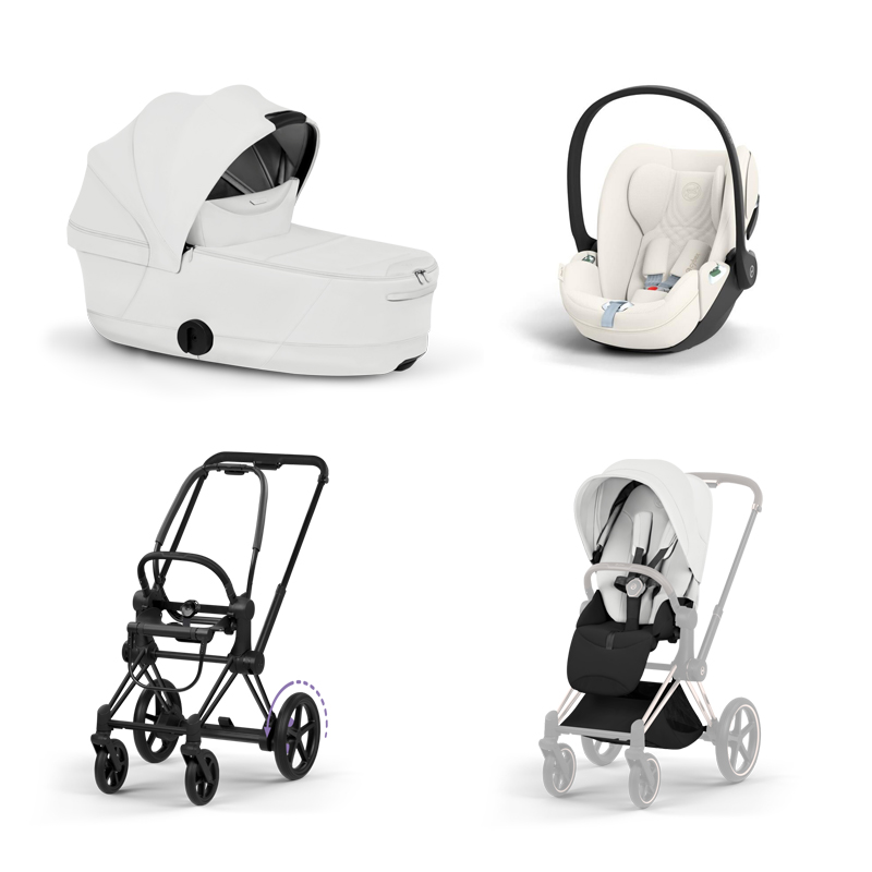 4063846550609-4063846551590-4063846551224-4063846554423 Carucior 3 in 1 Cadru Cărucior pentru copii ePRIAM Style Matt Black + Landou pliabil PRIAM Style Landou pliabil Off White + Parte Sport Cărucior PRIAM / ePRIAM Style Off White + Scoică Auto pentru Copii Cloud T i-Size Plus Off White Cybex Platinum - imagine 1