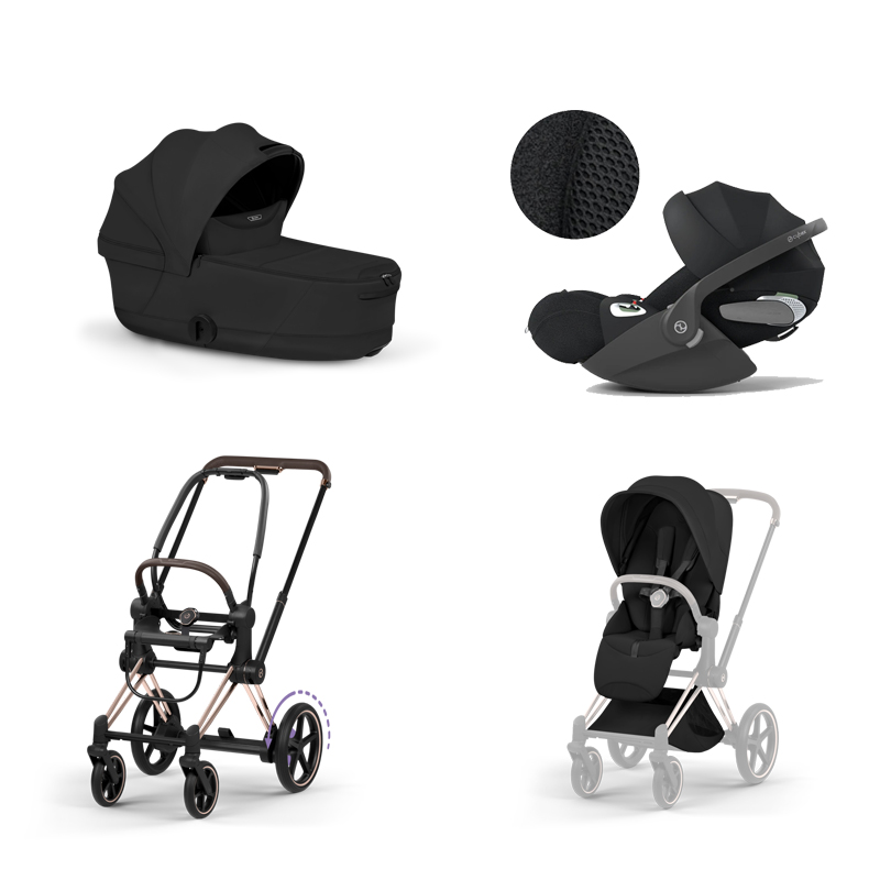 4063846550678-4063846551347-4063846550920-4063846402519 Carucior 3 in 1 Cadru Cărucior pentru copii ePRIAM Style Rosegold + Landou pliabil PRIAM Style Landou pliabil Sepia Black + Parte Sport Cărucior PRIAM / ePRIAM Style Sepia Black + Scoică Auto pentru Copii Cloud T i-Size Plus Sephia Black Cybex Platinum - imagine 1