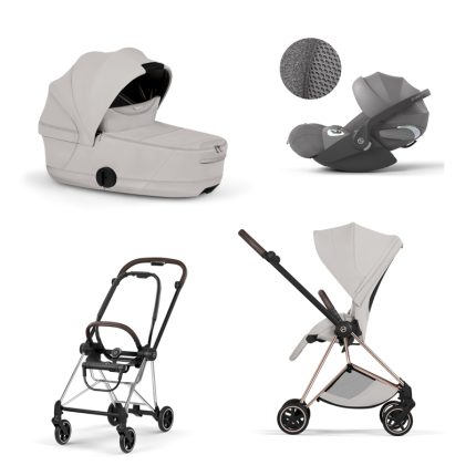 Carucior 3 in 1 Cadru Cărucior pentru copii MIOS Style Chrome Brown + Landou pliabil MIOS / COYA Style City Grey + Parte Sport Cărucior MIOS Style City Grey + Scoică Auto pentru Copii Cloud T i-Size Plus Mirage Grey Cybex Platinum