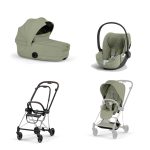 Carucior 3 in 1 Cadru Cărucior pentru copii MIOS Style Chrome Brown + Landou pliabil MIOS / COYA Style Sage Green + Parte Sport Cărucior MIOS Style Sage Green + Scoică Auto pentru Copii Cloud T i-Size Plus Sage Green Cybex Platinum
