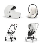 Carucior 3 in 1 Cadru Cărucior pentru copii MIOS Style Chrome Brown + Landou pliabil MIOS / COYA Style Off White + Parte Sport Cărucior MIOS Style Off White + Scoică Auto pentru Copii Cloud T i-Size Plus Off White Cybex Platinum