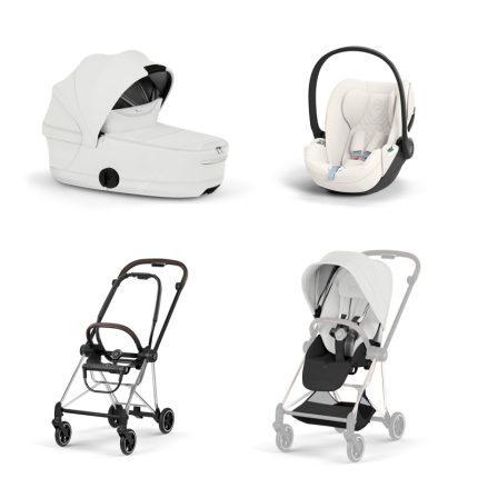 Carucior 3 in 1 Cadru Cărucior pentru copii MIOS Style Chrome Brown + Landou pliabil MIOS / COYA Style Off White + Parte Sport Cărucior MIOS Style Off White + Scoică Auto pentru Copii Cloud T i-Size Plus Off White Cybex Platinum