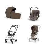 Carucior 3 in 1 Cadru Cărucior pentru copii MIOS Style Chrome Brown + Landou pliabil MIOS / COYA Style Coconut Brown + Parte Sport Cărucior MIOS Style Coconut Brown + Scoică Auto pentru Copii Cloud T i-Size Plus Coconut Brown Cybex Platinum