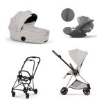 Carucior 3 in 1 Cadru Cărucior pentru copii MIOS Style Matt Black + Landou pliabil MIOS / COYA Style City Grey + Parte Sport Cărucior MIOS Style City Grey + Scoică Auto pentru Copii Cloud T i-Size Plus Mirage Grey Cybex Platinum