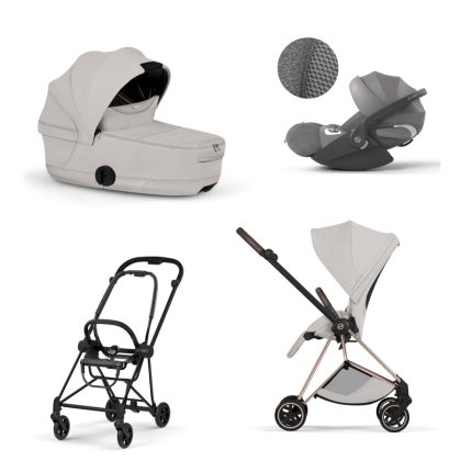 Carucior 3 in 1 Cadru Cărucior pentru copii MIOS Style Matt Black + Landou pliabil MIOS / COYA Style City Grey + Parte Sport Cărucior MIOS Style City Grey + Scoică Auto pentru Copii Cloud T i-Size Plus Mirage Grey Cybex Platinum