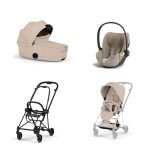 Carucior 3 in 1 Cadru Cărucior pentru copii MIOS Style Matt Black + Landou pliabil MIOS / COYA Style Cozy Beige + Parte Sport Cărucior MIOS Style Cozy Beige + Scoică Auto pentru Copii Cloud T i-Size Plus Cozy Beige Cybex Platinum