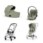 Carucior 3 in 1 Cadru Cărucior pentru copii MIOS Style Matt Black + Landou pliabil MIOS / COYA Style Sage Green + Parte Sport Cărucior MIOS Style Sage Green + Scoică Auto pentru Copii Cloud T i-Size Plus Sage Green Cybex Platinum