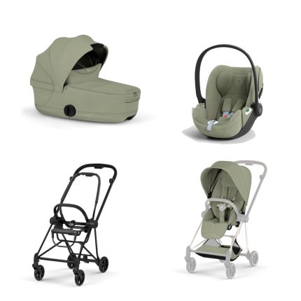 Carucior 3 in 1 Cadru Cărucior pentru copii MIOS Style Matt Black + Landou pliabil MIOS / COYA Style Sage Green + Parte Sport Cărucior MIOS Style Sage Green + Scoică Auto pentru Copii Cloud T i-Size Plus Sage Green Cybex Platinum