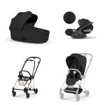Carucior 3 in 1 Cadru Cărucior pentru copii MIOS Style Rosegold + Landou pliabil MIOS / COYA Style Sepia Black + Parte Sport Cărucior MIOS Style Sepia Black + Scoică Auto pentru Copii Cloud T i-Size Plus Sephia Black Cybex Platinum