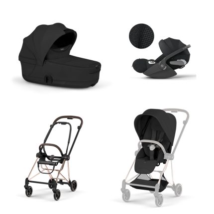 Carucior 3 in 1 Cadru Cărucior pentru copii MIOS Style Rosegold + Landou pliabil MIOS / COYA Style Sepia Black + Parte Sport Cărucior MIOS Style Sepia Black + Scoică Auto pentru Copii Cloud T i-Size Plus Sephia Black Cybex Platinum