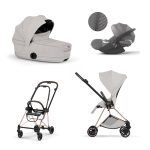 Carucior 3 in 1 Cadru Cărucior pentru copii MIOS Style Rosegold + Landou pliabil MIOS / COYA Style City Grey + Parte Sport Cărucior MIOS Style City Grey + Scoică Auto pentru Copii Cloud T i-Size Plus Mirage Grey Cybex Platinum