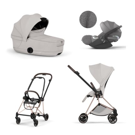 Carucior 3 in 1 Cadru Cărucior pentru copii MIOS Style Rosegold + Landou pliabil MIOS / COYA Style City Grey + Parte Sport Cărucior MIOS Style City Grey + Scoică Auto pentru Copii Cloud T i-Size Plus Mirage Grey Cybex Platinum