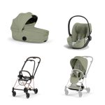 Carucior 3 in 1 Cadru Cărucior pentru copii MIOS Style Rosegold + Landou pliabil MIOS / COYA Style Sage Green + Parte Sport Cărucior MIOS Style Sage Green + Scoică Auto pentru Copii Cloud T i-Size Plus Sage Green Cybex Platinum