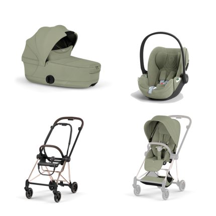 Carucior 3 in 1 Cadru Cărucior pentru copii MIOS Style Rosegold + Landou pliabil MIOS / COYA Style Sage Green + Parte Sport Cărucior MIOS Style Sage Green + Scoică Auto pentru Copii Cloud T i-Size Plus Sage Green Cybex Platinum