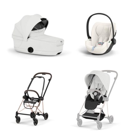 Carucior 3 in 1 Cadru Cărucior pentru copii MIOS Style Rosegold + Landou pliabil MIOS / COYA Style Off White + Parte Sport Cărucior MIOS Style Off White + Scoică Auto pentru Copii Cloud T i-Size Plus Off White Cybex Platinum