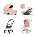 Carucior 3 in 1 Cadru Cărucior pentru copii MIOS Style Rosegold + Landou pliabil MIOS / COYA Style Peach Pink + Parte Sport Cărucior MIOS Style Peach Pink + Scoică Auto pentru Copii Cloud T i-Size Plus Peach Pink Cybex Platinum