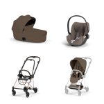 Carucior 3 in 1 Cadru Cărucior pentru copii MIOS Style Rosegold + Landou pliabil MIOS / COYA Style Coconut Brown + Parte Sport Cărucior MIOS Style Coconut Brown + Scoică Auto pentru Copii Cloud T i-Size Plus Coconut Brown Cybex Platinum