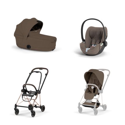 Carucior 3 in 1 Cadru Cărucior pentru copii MIOS Style Rosegold + Landou pliabil MIOS / COYA Style Coconut Brown + Parte Sport Cărucior MIOS Style Coconut Brown + Scoică Auto pentru Copii Cloud T i-Size Plus Coconut Brown Cybex Platinum